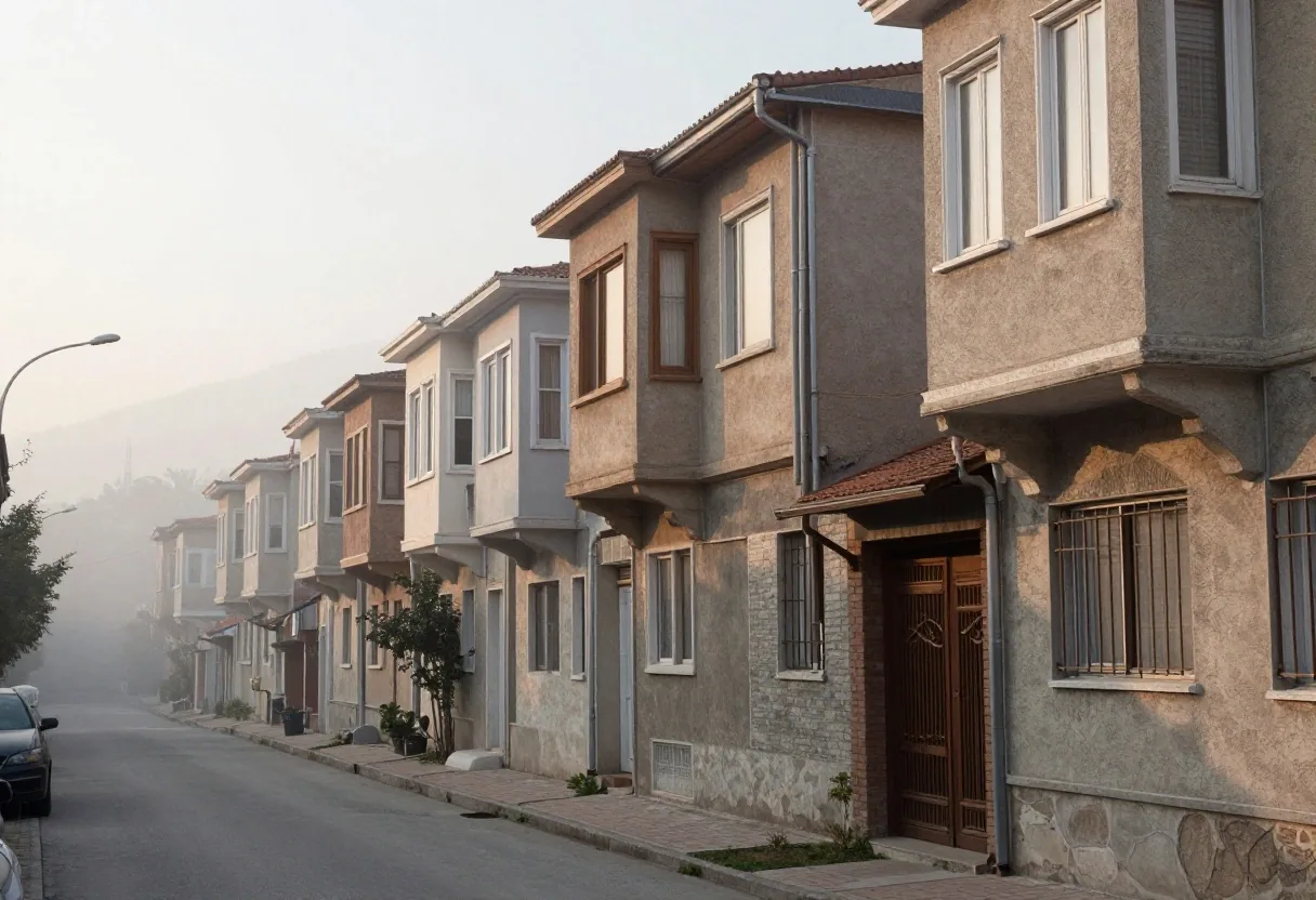 İstanbul sabahı konut çatıları ve sakin gökyüzü