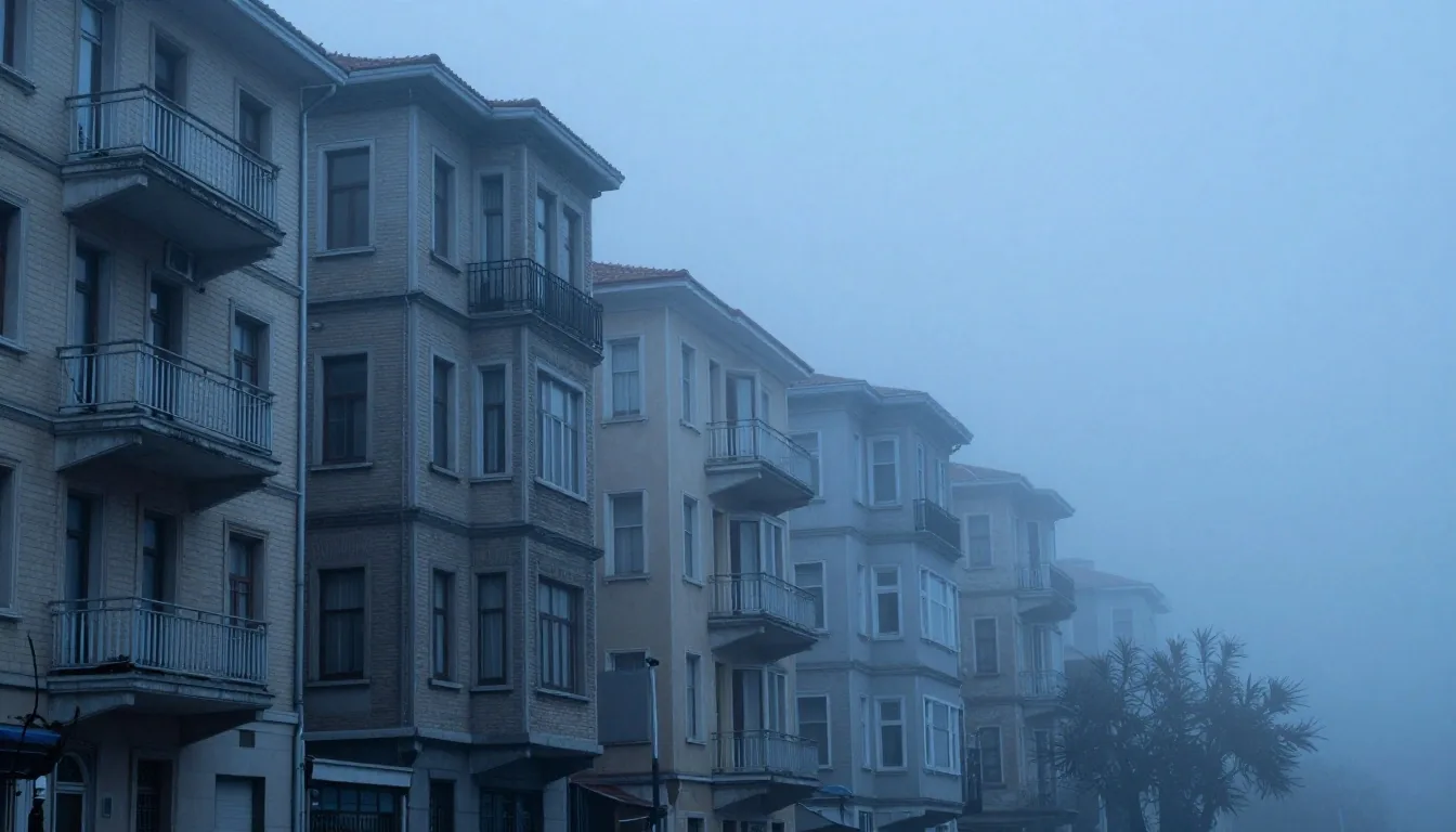 İstanbul konut yerleşiminde sabah sisi ve binaların hatları