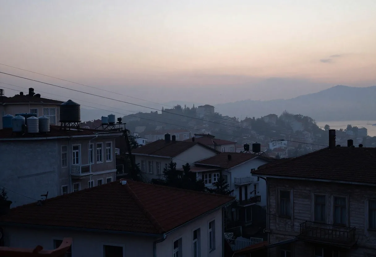 İstanbul konut binaları üzerinde sabah ışığı ve altyapı hatları